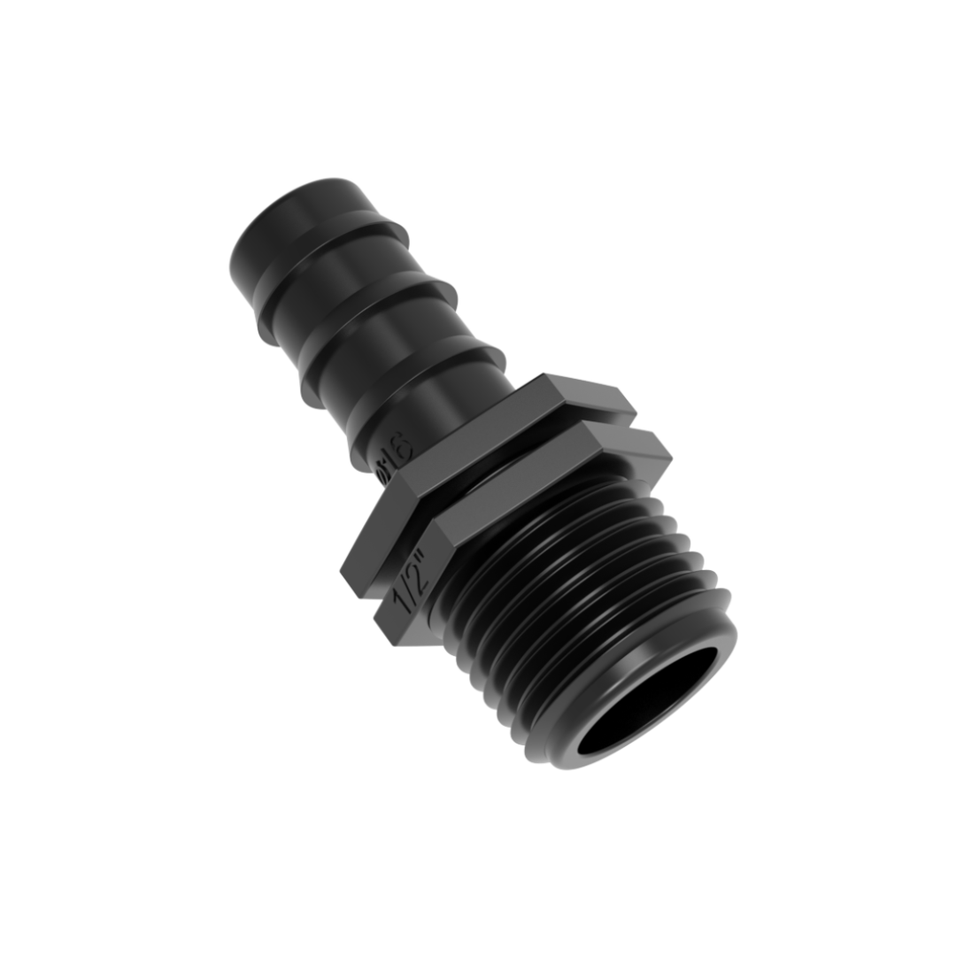 Adaptador macho 1/2 pulg. X insercion 16 mm.